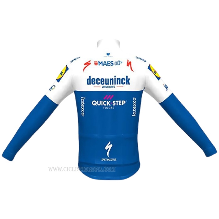 2020 Ropa Ciclismo Deceuninck Quick Step Azul Blanco Mangas Largas y Culotte Lunga